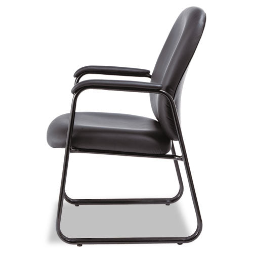 Alera Genaro Bonded Leather High-back Guest Chair, 24.60" X 24.80" X 36.61", Black Seat, Black Back, Black Base