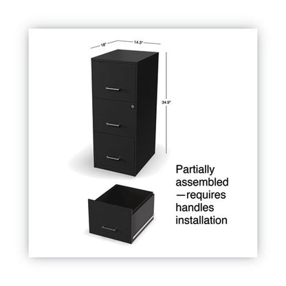 Soho Vertical File Cabinet, 3 Drawers: File/file/file, Letter, Black, 14" X 18" X 34.9"