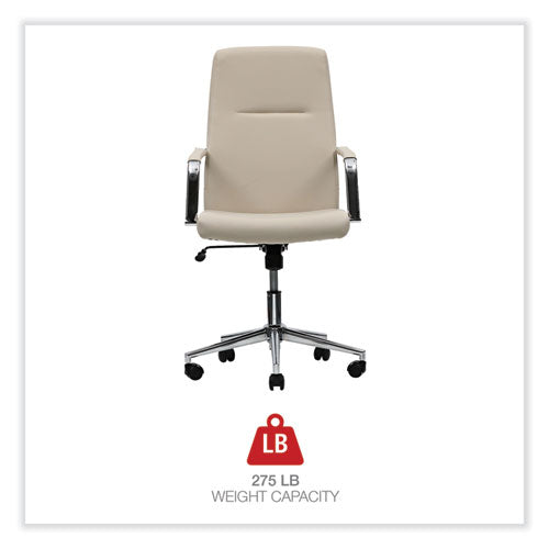 Leather Task Chair, Supports Up To 275 Lb, 18.19" To 21.93" Seat Height, White Seat, White Back