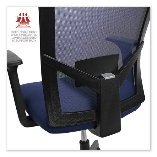 Mesh Back Fabric Task Chair, Supports Up To 275 Lb, 17.32" To 21.1" Seat Height, Navy Seat, Navy Back