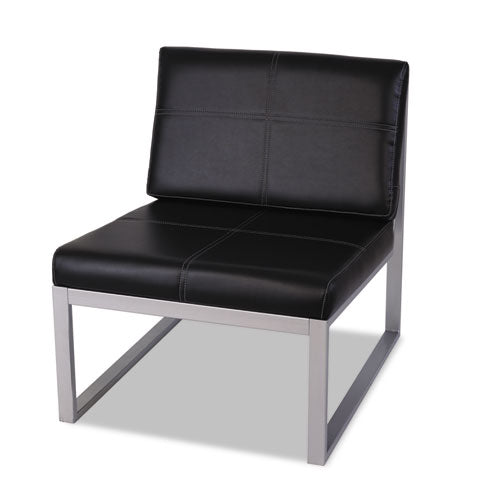 Alera Ispara Series Armless Chair, 26.57" X 30.71" X 31.1", Black Seat, Black Back, Silver Base