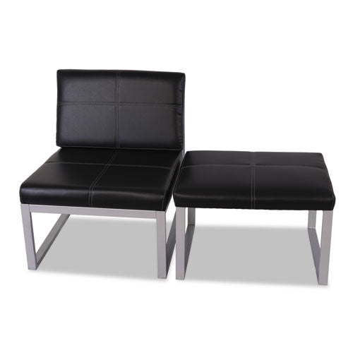 Alera Ispara Series Armless Chair, 26.57" X 30.71" X 31.1", Black Seat, Black Back, Silver Base