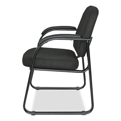 Alera Genaro Series Fabric Half-back Sled Base Guest Chair, 25" X 24.80" X 33.66", Black Seat, Black Back, Black Base