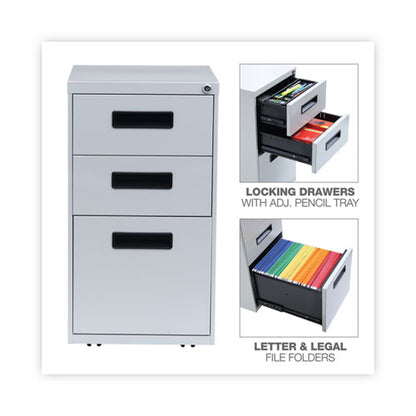 File Pedestal, Left Or Right, 3-drawers: Box/box/file, Legal/letter, Light Gray, 14.96" X 19.29" X 27.75"