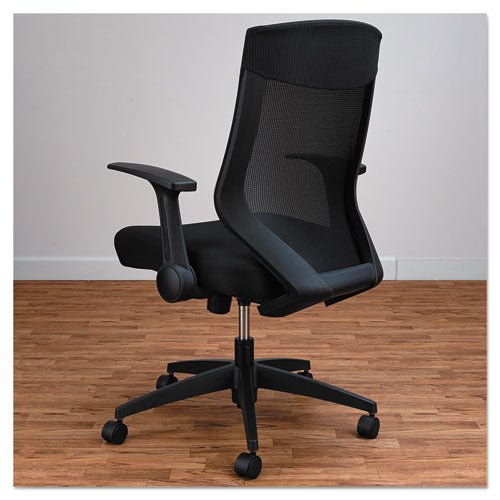 Alera Eb-k Series Synchro Mid-back Flip-arm Mesh Chair, Supports Up To 275 Lb, 18.5“ To 22.04" Seat Height, Black