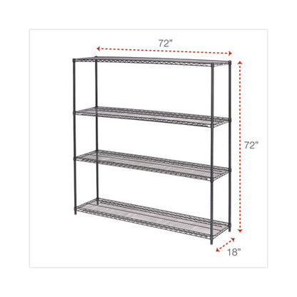 Ba Plus Wire Shelving Kit, Four-shelf, 72w X 18d X 72h, Black Anthracite Plus