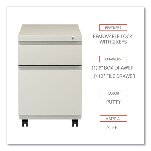 File Pedestal With Full-length Pull, Left Or Right, 2-drawers: Box/file, Legal/letter, Putty, 14.96" X 19.29" X 21.65"