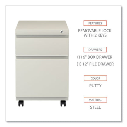 File Pedestal With Full-length Pull, Left Or Right, 2-drawers: Box/file, Legal/letter, Putty, 14.96" X 19.29" X 21.65"