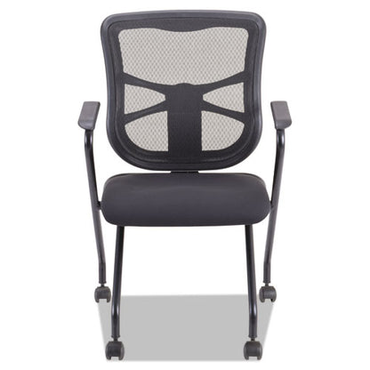 Alera Elusion Mesh Nesting Chairs With Padded Arms, Supports Up To 275 Lb, 18.11" Seat Height, Black, 2/carton