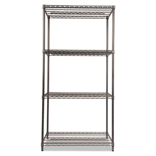 Wire Shelving Starter Kit, Four-shelf, 36w X 24d X 72h, Black Anthracite