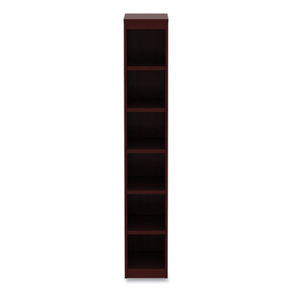 Alera Valencia Series Narrow Profile Bookcase, Six-shelf, 11.81w X 11.81d X 71.73h, Mahogany