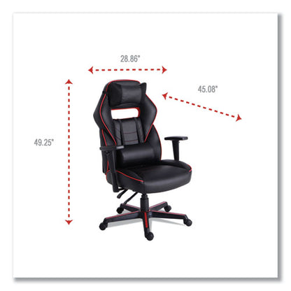 Racing Style Ergonomic Gaming Chair, Supports 275 Lb, 15.91" To 19.8" Seat Height, Black/red Trim Seat/back, Black/red Base