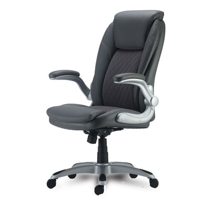 Alera Leithen Bonded Leather Midback Chair, Supports Up To 275 Lb, Gray Seat/back, Silver Base