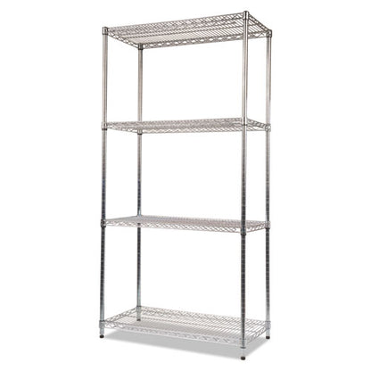 Nsf Certified Industrial Four-shelf Wire Shelving Kit, 36w X 18d X 72h, Silver