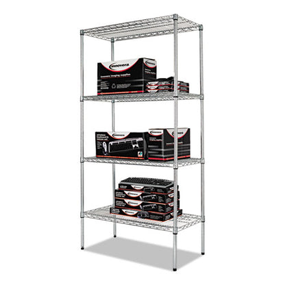 Nsf Certified Industrial Four-shelf Wire Shelving Kit, 36w X 18d X 72h, Silver