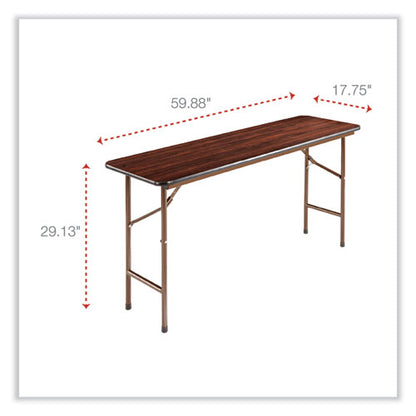 Wood Folding Table, Rectangular, 59.88w X 17.75d X 29.13h, Mahogany