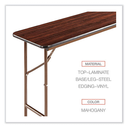 Wood Folding Table, Rectangular, 59.88w X 17.75d X 29.13h, Mahogany