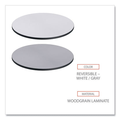 Reversible Laminate Table Top, Round, 35.5" Diameter, White/gray