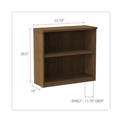 Alera Valencia Series Bookcase,two-shelf, 31.75w X 14d X 29.5h, Modern Walnut