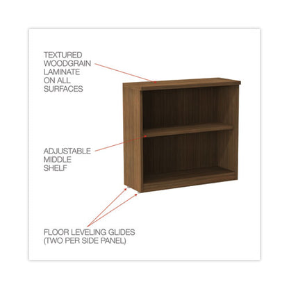 Alera Valencia Series Bookcase,two-shelf, 31.75w X 14d X 29.5h, Modern Walnut