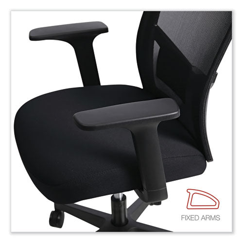 Mesh Back Fabric Task Chair, Supports Up To 275 Lb, 17.32" To 21.1" Seat Height, Black Seat, Black Back