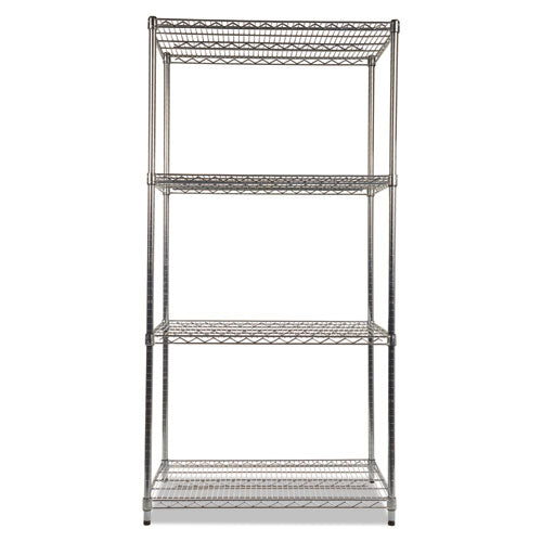 Nsf Certified Industrial Four-shelf Wire Shelving Kit, 36w X 24d X 72h, Silver