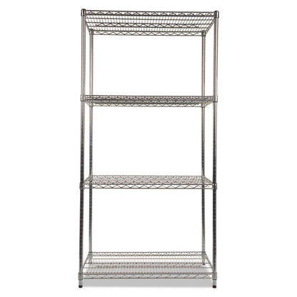 Nsf Certified Industrial Four-shelf Wire Shelving Kit, 36w X 24d X 72h, Silver