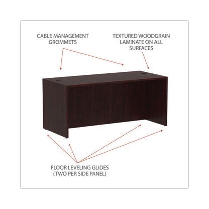 Alera Valencia Series Straight Front Desk Shell, 65" X 29.5" X 29.63", Mahogany