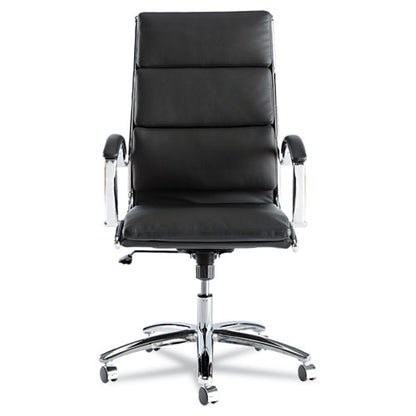 Alera Neratoli High-back Slim Profile Chair, Faux Leather, 275 Lb Cap, 17.32" To 21.25" Seat Height, Black Seat/back, Chrome