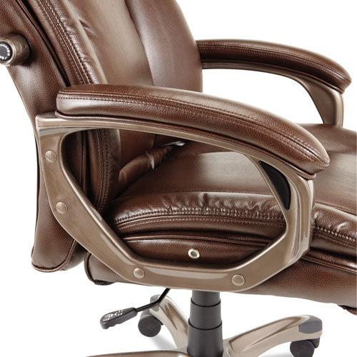 Alera Veon Series Executive High-back Bonded Leather Chair, Supports Up To 275 Lb, Brown Seat/back, Bronze Base