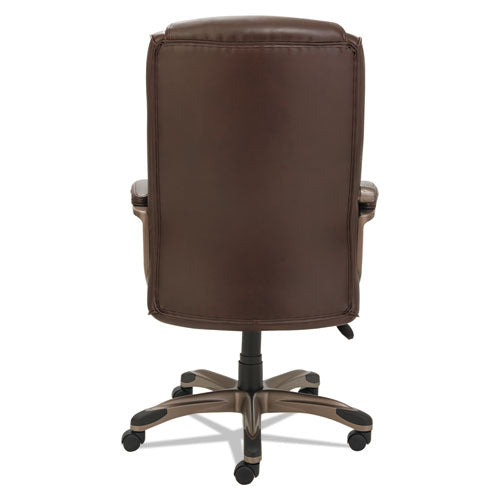 Alera Veon Series Executive High-back Bonded Leather Chair, Supports Up To 275 Lb, Brown Seat/back, Bronze Base