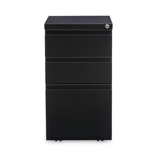 File Pedestal With Full-length Pull, Left Or Right, 3-drawers: Box/box/file, Legal/letter, Black, 14.96" X 19.29" X 27.75"