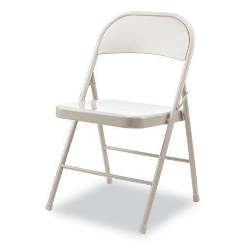 Armless Steel Folding Chair, Supports Up To 275 Lb, Taupe Seat, Taupe Back, Taupe Base, 4/carton