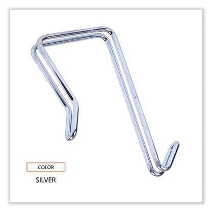 Single Sided Partition Garment Hook, Steel, 0.5 X 3.13 X 4.75, Over-the-door/over-the-panel Mount, Silver, 2/pack