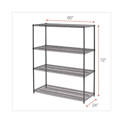 All-purpose Wire Shelving Starter Kit, Four-shelf, 60w X 24d X 72h, Black Anthracite Plus