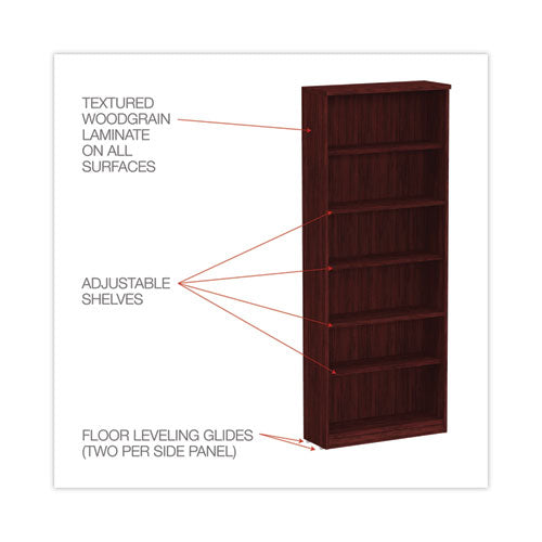 Alera Valencia Series Bookcase, Six-shelf, 31.75w X 14d X 80.25h, Mahogany