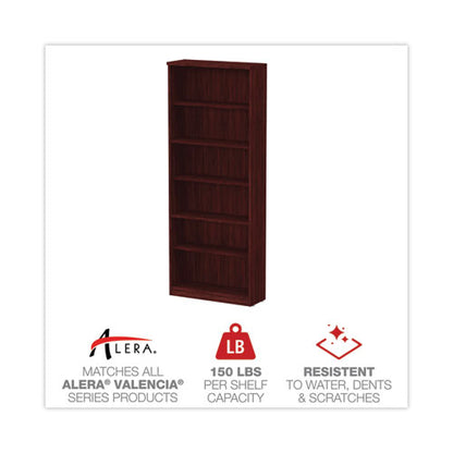 Alera Valencia Series Bookcase, Six-shelf, 31.75w X 14d X 80.25h, Mahogany