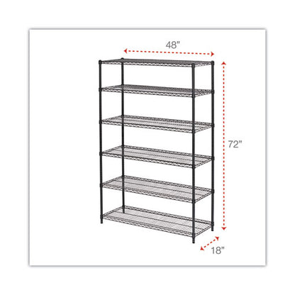 Nsf Certified 6-shelf Wire Shelving Kit, 48w X 18d X 72h, Black Anthracite