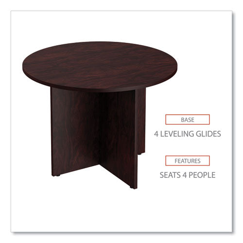 Alera Valencia Round Conference Table With Legs, 42" Diameter X 29.5h, Mahogany