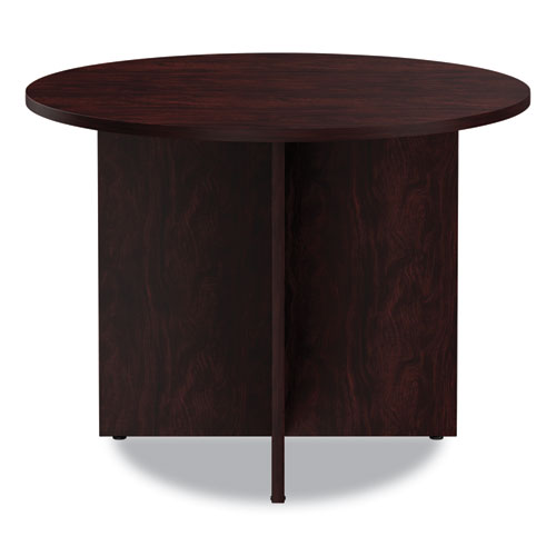 Alera Valencia Round Conference Table With Legs, 42" Diameter X 29.5h, Mahogany