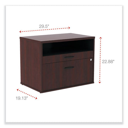 Alera Open Office Desk Series Low File Cabinet Credenza, 2-drawer: Pencil/file,legal/letter,1 Shelf,mahogany,29.5x19.13x22.88