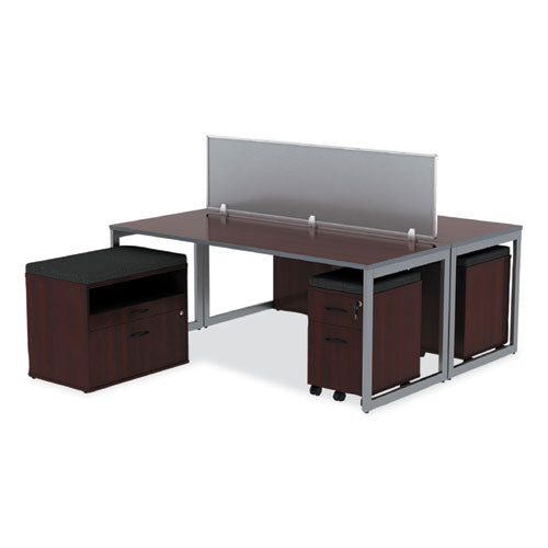 Alera Open Office Desk Series Low File Cabinet Credenza, 2-drawer: Pencil/file,legal/letter,1 Shelf,mahogany,29.5x19.13x22.88