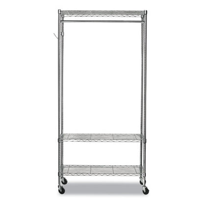 Wire Shelving Garment Rack, 40 Garments, 48w X 18d X 75h, Silver