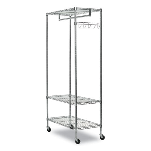 Wire Shelving Garment Rack, 40 Garments, 48w X 18d X 75h, Silver