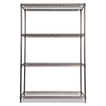 Wire Shelving Starter Kit, Four-shelf, 48w X 18d X 72h, Black Anthracite