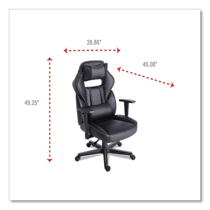 Racing Style Ergonomic Gaming Chair, Supports 275 Lb, 15.91" To 19.8" Seat Height, Black/gray Trim Seat/back, Black/gray Base