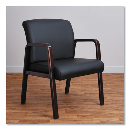 Alera Reception Lounge Wl Series Guest Chair, 24.21" X 24.8" X 32.67", Black Seat, Black Back, Mahogany Base