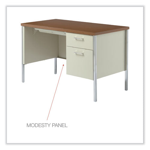 Single Pedestal Steel Desk, 45.25" X 24" X 29.5", Cherry/putty