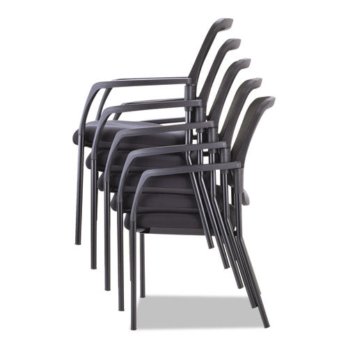 Alera Mesh Guest Stacking Chair, 26" X 25.6" X 36.2", Black Seat, Black Back, Black Base