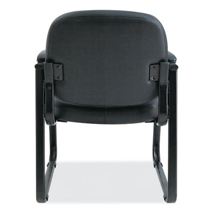 Alera Genaro Series Faux Leather Half-back Sled Base Guest Chair, 25" X 24.80" X 33.66", Black Seat, Black Back, Black Base